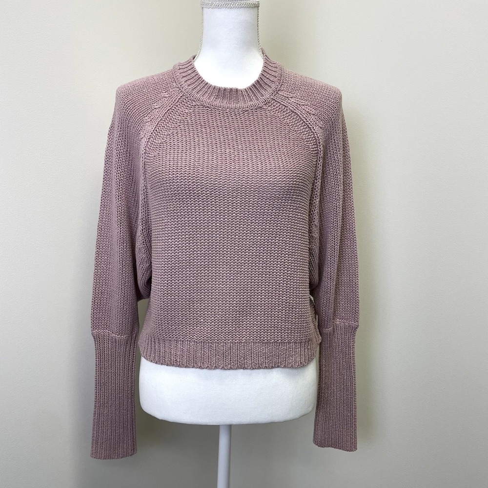 Evereve XS Mauve Pink Shaker Stitch Dolman Raglan Pullover Sweater Casual